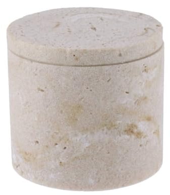 Tendance Baumwollballbox aus Polyresin in Travertinoptik – Natürlich – Badezimmer – Freistehendes Badezimmeraccessoire