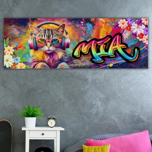 tjapalo® zp98 Grafitti Poster mit Namen Bild mit Namen Coole Bilder für Teenager Cool Graffiti Poster Kinderzimmer Mädchen Name Mädchen Poster Graffiti Name Poster Katze