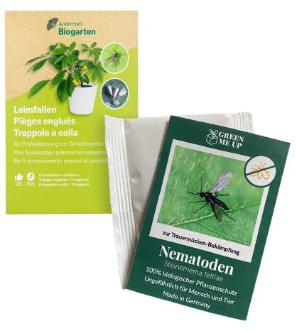 SF Nematoden & Gelbtafeln gegen Trauermücken – Starterset mit 3 Mio. Nematoden & Gelbsticker trauermücken für bis zu 30 Pflanzen – Trauermückenfrei, biologisch & frisch aus der Gärtnerei – Green Me Up
