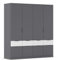 Rauch Möbel Dundee, Kleiderschrank, Schrank, Garderobe, Organizer, 4-türig, 8 Schubladen, Farbe Grau metallic/Weiß, Schwarz, Kurze Griffleiste Grau metallic, 181x197x54cm