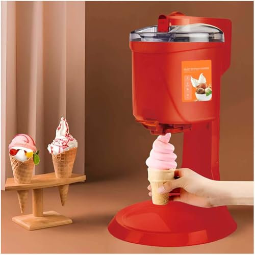 Machine à CrèMe GlacéE Italienne 1000Ml, 220V Machines à crème glacée pour la Maison, Machine à Sorbet au Yaourt congelé, pour mélangeur Portable à la Maison,Red