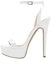 blingqueen Damen Fetische High Heels Slingback Sandaletten Plateau Sandalen Stiletto Sommerschuhe Lack Weiß 42 EU