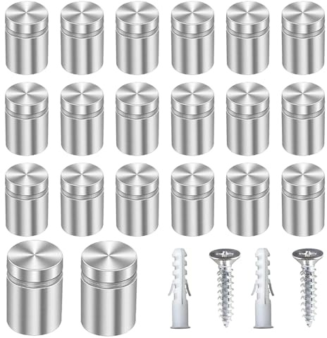 20 PCS Standoff Fixings, Stand Off Wall Fixings Stainless Steel Wall Mount Sign Standoffs Screws Standoff for Billboards Picture Frames Other Signs Display (12 x 25 mm)