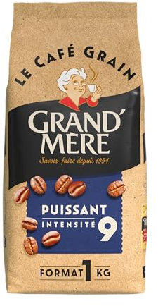 GRAND MERE - CAFE GRAINS 1 KG PUISSANT - Intensité 9 - Arabica & Robusta