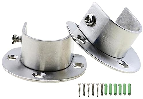 2stück Kleiderstange Halterung,Rundrohr Halterung,U-Form Flansch Stangenhalter,Edelstahl Kleiderschrank Stangenhalter,mit Schrauben und Expansionsrohr für Wäscheständer(silber,28mm)