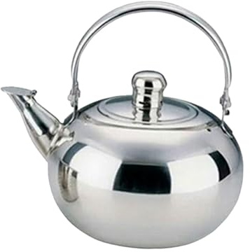 Tetera de acero inoxidable con tapa y filtro, tetera de agua para estufa, cocina de inducción, estufa de gas, mango resistente al calor, 1 litro