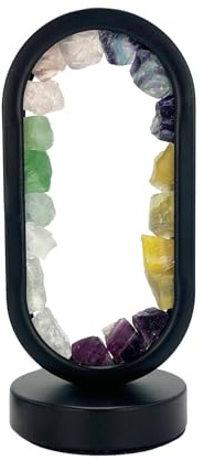 Cello Gleneagles Oval Earth LED Natural Crystal Lamp - Mixed Minerals Dimmable LED Healing Stone Light for Home Decor, Meditation, Energy Balance, USB Powered Multicolor Night Lamp Gift