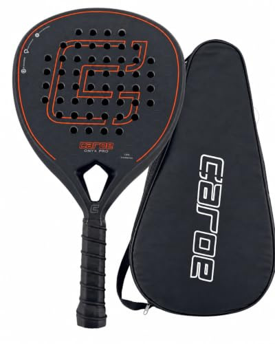 Caroe Onyx Intermediate Padel Racket – 18K Carbon Padel Paddle Racket with 3D Hexagonal Texture for Spin, Hard EVA Power Core & Shock Absorption