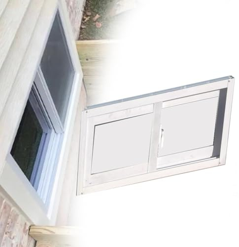 ZIUSFAC Schiebefenster Garagenfenster Grau Weiß Horizontales Schiebe Haushaltsfenster Aluminium Kellerfenster Mit Bildschirm Keller Schuppenfenster Für Gewächshaus(White,(WxH) 68x45cm/27x18)