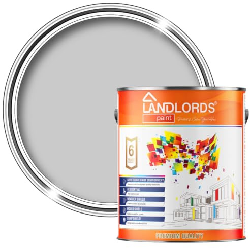 Landlords Matt Emulsion Paint for Walls & Ceilings - Manhattan Grey - 2.5 Litre - Ideal for Kitchens, Bathroom, Living Rooms, Hallways - Washable Paint with Excellent Coverage - Quick Dry