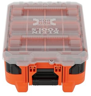 Klein Tools 54500MBX MODbox Tall Compartment Box, Half-Width Tool Organizer, Small Parts Tool Box with 10 Compartments, 4 Removable Bins, Stackable Module