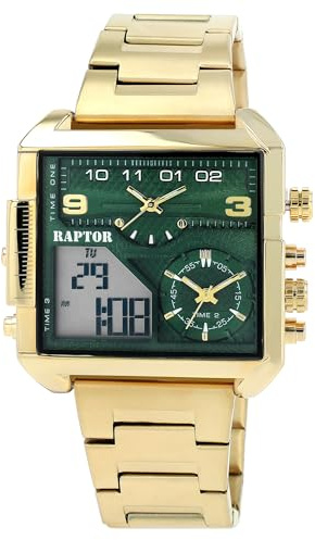 Raptor Damen Armbanduhr Analog-Digital in Gold, Gesamtlänge 23.5 cm, Edelstahlarmband – 3 ATM