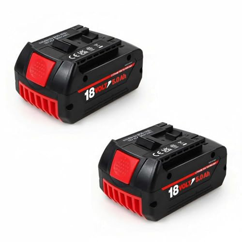 Doppelpack 18 V 5,0 Ah Ersatzakku für Bosch 18 V schnurlose Werkzeuge, kompatibel mit BAT609 BAT618 BAT619G Upgraded Li-Ion Power Pack LED-Anzeige