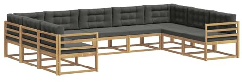 vidaXL Outdoor-Sofagarnitur mit Kissen 9 pcs Weiß und Anthrazit, Zeitgemäße Gartenmöbel, modernes Sofa-Set, gemütliche Lounge für den Pool, Sitzgruppe für den Garten
