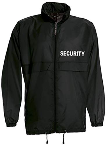 SECURITY-WINDBREAKER/REGENJACKE bedruckt mit SECURITY Grösse XXXL, schwarz, wasserdicht, Kapuze