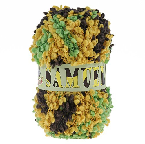 Boucle-Strickgarn Samuel Wolle 99m/100g Nadelstärke 7-8 Strickwolle, Farbauswahl, Farbe:1203 gelb-grün-braun