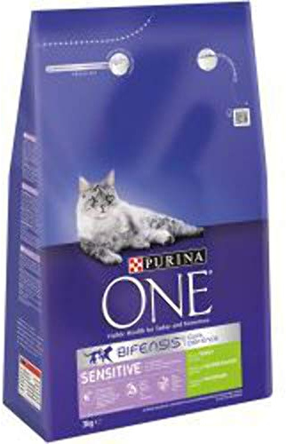 Purina ONE Sensitive Dry Cat Food Turkey & Rice 3kg (Case of 4)