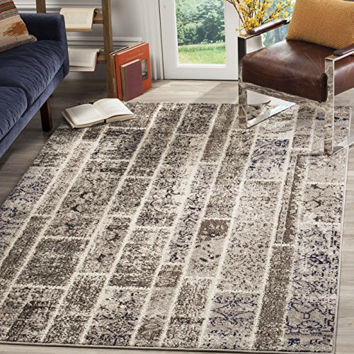 SAFAVIEH Monaco Collection Area Rug - 6'7 x 9'2, Beige & Multi, Modern Patchwork Distressed Design, Non-Shedding & Easy Care, Ideal for High Traffic Areas in Living Room, Bedroom (MNC216P)