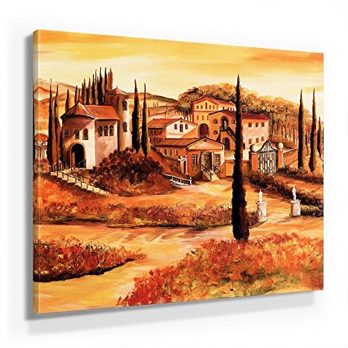BilderKing Mia Morro Mediterran Toskana Bild B150, 1 Teil 50x50cm Leinwand auf Holzrahmen aufgespannt, FineArt Print, UV-stabil und wasserfest, Kunstdruck für Büro oder Wohnzimmer, Deko Bild