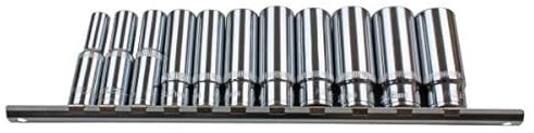 US PRO 11 Piece 3/8 Dr 6 Point Deep Sockets 8-19MM On Rail 1392