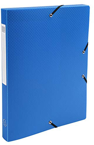 Exacompta 59612E 4er Pack Sammelbox mit Gummizug 25 mm breit aus Kunststoff mit Rückenschild für DIN A4 Archivbox Heftbox Dokumentenbox Zeichenbox Sammelmappe blau