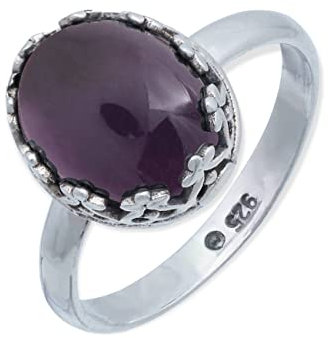 mantraroma Ring 925 Silber Damen Amethyst Edelstein lila dezent verspielt