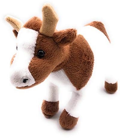 Onwomania Plüschtier Kuscheltier Stoff Tier Kuh Kalb Rind braun weiß 23 cm