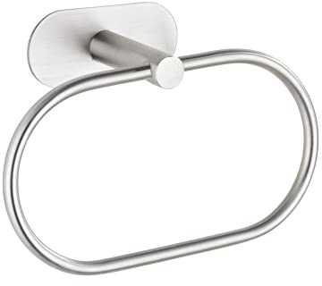 WENKO Turbo-Loc Handtuchring, Befestigung ohne Bohren | flexibler Handtuchhalter aus Edelstahl, 20,5 x 12,5 x 7,5 cm, Mod. Orea Matt