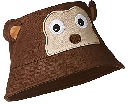 Affenzahn Buckethead Kinder Sonnenhut Unisex AFFE braun, Bio-Baumwolle, Größe: S, Kopfumfang: 50-52 cm, AFZ-BHS-001-035