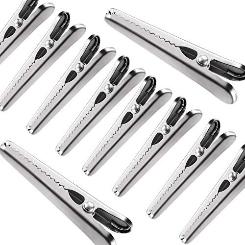 IPOW 10 PCS Pince à Sachet Métalliques en Acier Inoxydable Pince Puissant Ressorts Fermer Sachet Sac Alimentaire Clips à Fermeture Cuisine Pince à Sac pour Conserver Aliments pour Bureau Home