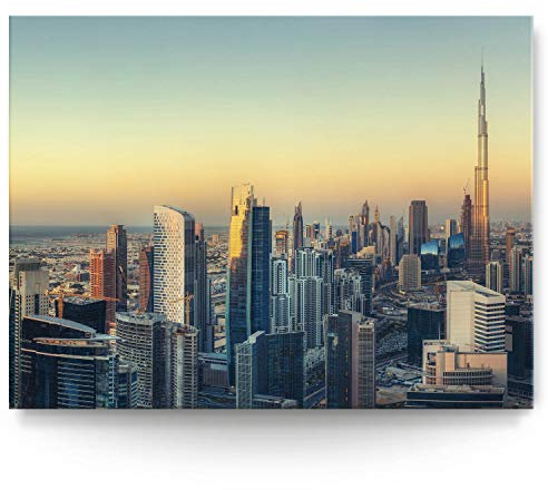 Wandbild Skyline Dubai - 200cm x 150cm Leinwand auf 4cm Keilrahmen