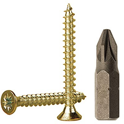 Lot de 600 vis à bois en acier zingué jaune 3,0 x 35 mm, vis à aggloméré, vis à tête fraisée Pozidriv (600, 3,0 x 35 mm)