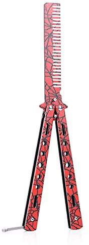 1pc Foldable Butterfly Knife Comb Stainless Steel Practice Training Comb Butterfly Comb Comb Knife Brushes Hairdressing Styling-United States,F
