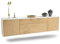 Dekati Lowboard Heidelberg hängend (180x49x35cm) Korpus weiß matt - Front im Holz-Design Eiche - Push to Open