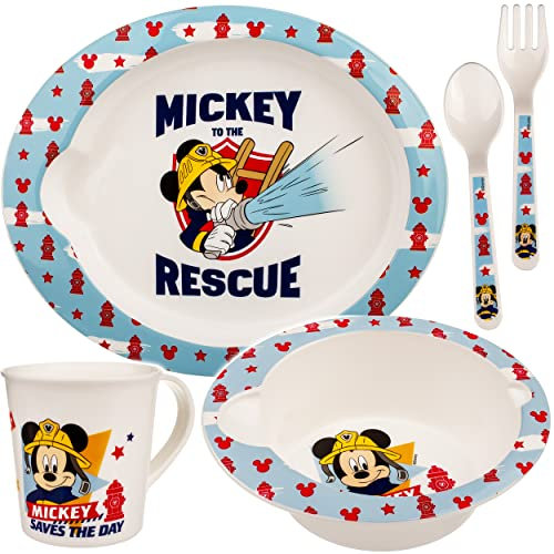 alles-meine.de GmbH Kinder Geschirr & Zubehör Verschiedene Artikel frei wählbar - Mickey Mouse - 5 TLG. Geschirrset - BPA frei - Trinktasse + Teller + Müslischale/Suppensch..
