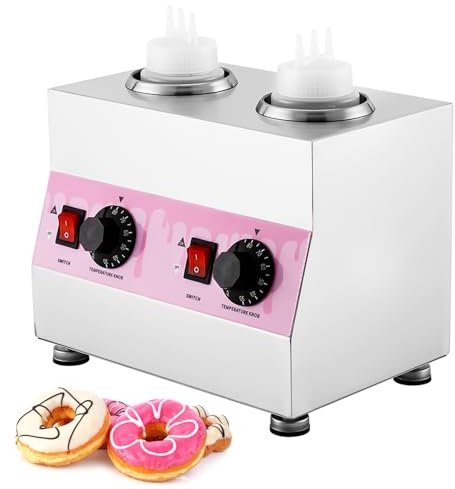 Saladulce Electric Sauce Warmer Hot Fudge Warmer Dispenser Nacho Cheese Warmer Jam Heat Preservation Machine with 22oz Bottles, 86~185℉ 110V