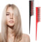 2Pcs Back Combing Combs Hairdressing Back Combing Brushes Triple Teasing Comb Black and Red Hair Root Teasing Rat Tail Comb for Back Combing Root Teasing, Evening Styling, Adding Volume