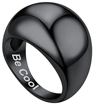 Bandmax Herren Jungen Personalisierter Bandring Schwarze Ringe Ringgröße 59 Fingerring Schlichte Ringe aus Edelstahl Accessoire Modeschmuck für Geburtstag/Vatertag/Weihnachten