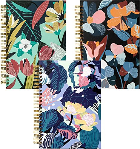 YOOMONA Punktraster Spiral Notizbuch, A5 Blumen Spiralblock Notizblock Reisetagebuch Skizzenbuch Planer Set, 75 Blatt, 14 x 21 cm, 100 g/m²Papier, 3 Stück