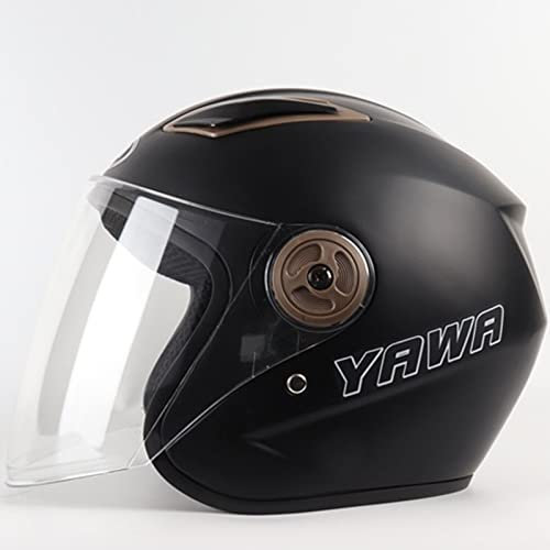 Motorrad 3/4 Jethelm mit DOT/ECE-Zulassung für Erwachsene, Männer, Frauen, Mopeds, Roller, Pilot, Halbgesichtshelm mit klarem Visier, geeignet für alle Jahreszeiten,Matte Black,One Size