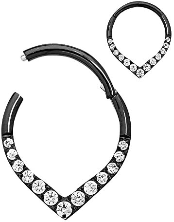 365 Sleepers (8mm) Titan 1,2 mm Tropfenform Kristall Segment Nasenring Hoop Knorpelohrring Septum Clicker Klappbarer Lippen Conch Daith Helix Rook Tragus Body Piercing Schmuck