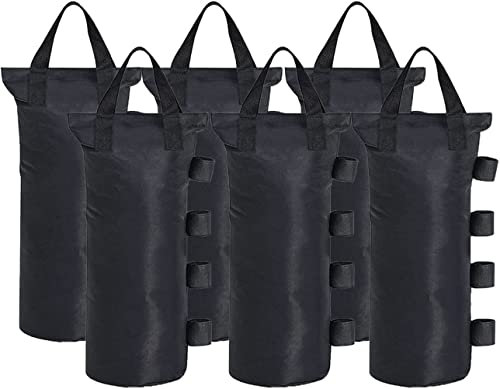 CACTIYE Baldachin-Gewichtssäcke für Pop-Up-Zelt, Sandsäcke, Beingewichte für sofortigen Sonnenschutz, Baldachin-Beine, rund, 6 Stück, 19 x 50 cm, Schwarz