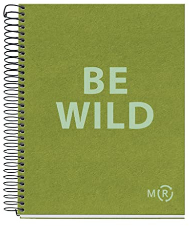 Miquelrius - Notizbuch Be Eco A5, 80 Blatt 90 g/m², Punkte, 1 Farbstreifen, fester Einband, olivgrüne Botschaften