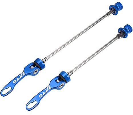 A ABSOPRO Fahrrad Schnellspanner 2 Stück Blau Vorne Hinten 5.91 7.28 | Aluminiumlegierung, Stahl, M5x0.8, 17mm, Passend für Rennräder, Mountainbikes, Einfach zu bedienen