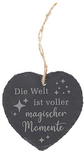 Spruchreif | Kleines Schieferherz mit Gravur | Schieferherz mit Spruch | Schiefertafel in Herzform mit Kordel zum Aufhängen | Wanddeko mit Sprüchen | Schiefer Türschild | Dekoherz