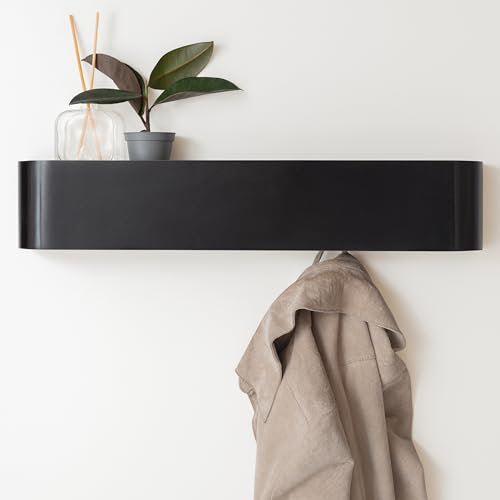 Kazai. Porte-Manteau Mural Bois 'Toke' | Design Moderne avec Crochets Muraux Cachés | Panneau en Placage de Bois Massif | Noir