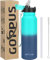 GOPPUS 750ml/26oz Stainless Water Bottle with Straw Double Wall Insulated Bottles with Strap Reusable Vacuum Thermal Flask Leakproof Keep Cold Drinks Bottles with Flip Top Lid for Men Women BPA Free