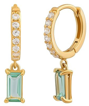 cai Damen Creole 925/- Sterling Silber 2,0cm Glänzend Zirkonia gelb 358210230V