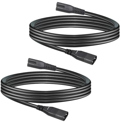C7 to C8 extension lead 1.8m, 2 pack Figure 8 Power Lead IEC320 C7 to C8 Extension Power Cable Male to Female Mains Power Connector Cord for TV, PS5, Xbox Series, More