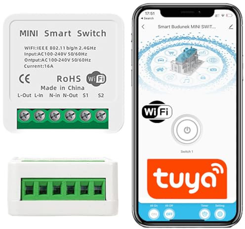 Sone Smart One WLAN Schalter Unterputz – Smart Life WiFi Lichtschalter 3680W 16A, Alexa & Google kompatibel, Tuya Smart Switch Modul mit App-Steuerung, Szenen, Timer, Speicherfunktion